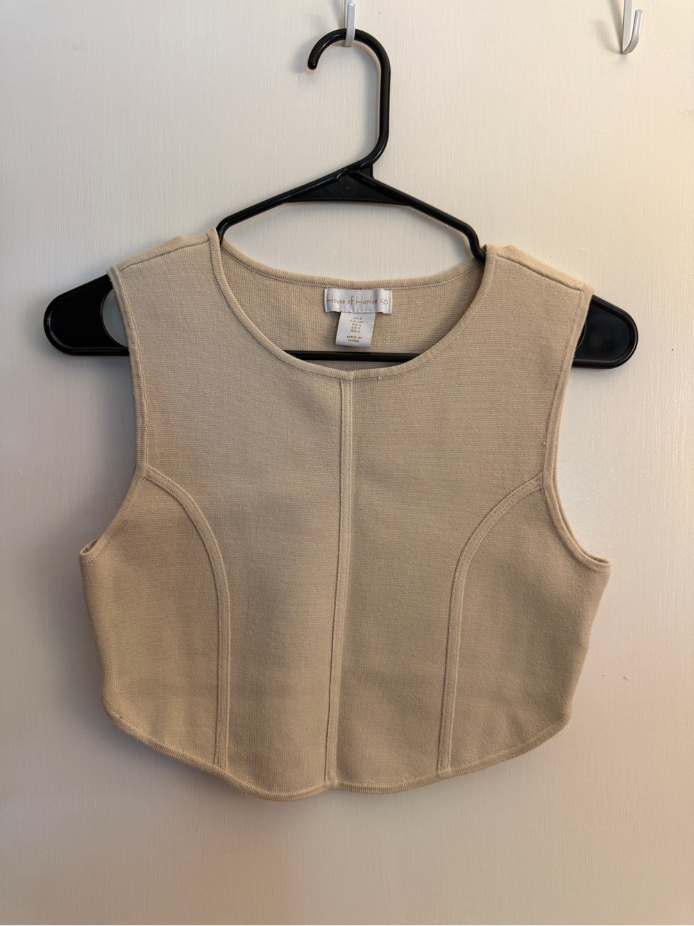 House of Harlow 1960 Cream Structured Cropped Tank Top Small